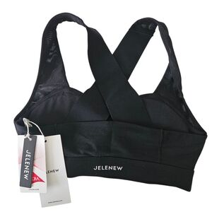 Jelenew Black Cross Back Cycling Sports Bra NWT